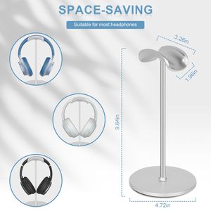 Headphone <strong>Stand</strong>, Curved <strong>Headset</strong> <strong>Stand</strong> with Aluminum Rod ABS Solid Base <strong>Gaming</strong> <strong>Headset</strong> Holder for Desk Headphone Accessories - Product Image 3