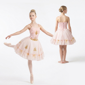 Vestido de tutú de ballet profesional rosa cosido a mano con pedrería dorada, disfraz de bailarina clásica para la obra El Cascanueces. - Product Image 1