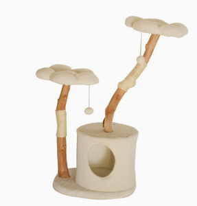 Arbre à chat moderne en bois avec condo en peluche, tour à gratter réglable, centre d'activités pour chats d'intérieur - Product Image 4