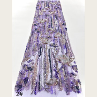 Tissu en tulle lourd à motifs floraux verticaux perlés, broderie de perles de rocaille et de sequins pour robe de soirée haute couture