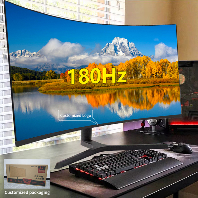 Customized 34 Inch Curved LED Gamer Monitor 4K 180hz 240hz LCD Computer Screen Display for Gamers