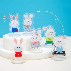 Figurines de lapin en acrylique transparentes en gros, décorations de maison, jouets de collection, cadeaux - Product Image 1
