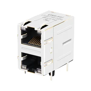 OEM customized LINK PP side entry through hole stacked multi port rj45 connector 0845 1 connector sc861 g8 28 0879