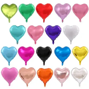 Balão de hélio em forma de coração para decoração de casamento, folha de alumínio de 18 polegadas, para festa de aniversário, cor pura