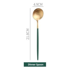 Cuillère de table Royal Green en acier inoxydable 304, couverts de luxe dorés pour steak - Product Image 4