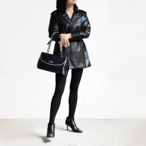 Women's Casual PU Denim Coat Oversized Single Breasted Belted Veste En Jean Long Standard Trench Outerwear Ladies Jean Jacket - Product Image 2