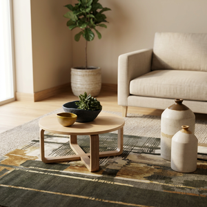 Tapis de luxe abstrait à motifs paysagers, noué à la main en laine et soie de bambou, tapis contemporain de designer - Product Image 2