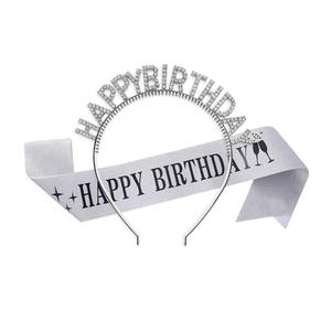 DAMAI Accesorios para el Cabello para Fiestas <span class=keywords><strong>de</strong></span> <span class=keywords><strong>Cumpleaños</strong></span>, Diadema con Letras para Mujer, Corona <span class=keywords><strong>de</strong></span> <span class=keywords><strong>Tela</strong></span> Plateada Jincong con Lazos, Feliz <span class=keywords><strong>Cumpleaños</strong></span> - Product Image 4