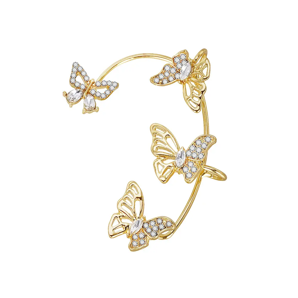 New Fashion Butterfly Clip Ohrring Ohr haken Kristall Ohr clips ohne durchbohrte Ohren Ketten ohrringe Frauen Mädchen Schmuck