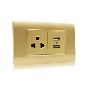 Double USB 2.1A Socket Outlet With 3 Pin US Receptacle South American Electric Switch Socket