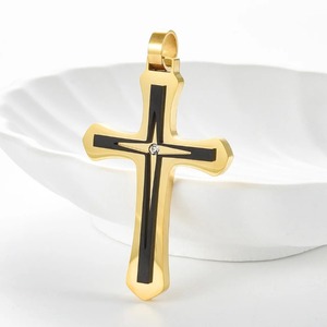 1 pièce Pendentif Croix de Jésus en Acier Inoxydable, Breloques Amulettes Religieuses pour Hommes et Femmes, Bijoux Hip Hop, Cadeaux DIY - Product Image 1