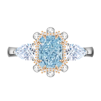 Madonna IGI Certified Blue Radiant Lab Ring VVS Clarity Wedding Engagement Jewelry 14K 18K Customized Ring