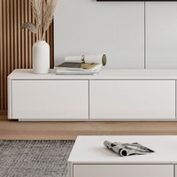 Meuble TV rectangulaire en bois blanc de style modish minimaliste avec 4 tiroirs Ensemble de table basse Salon