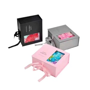 Bán Buôn Valentine Của Ngày Hộp Quà Tặng Hoa Hồng Hộp Trong Suốt Mở Cửa Sổ Cuốn Sách Loại Hộp Lật Flop Xà Phòng Người Bán Hoa Trang Trí - Product Image 1