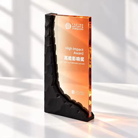 Trophée rectangulaire personnalisé avec logo imprimé en couleur, en cristal et base en marbre noir, pour souvenir d'honneur