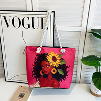 Bolsa de Lona Retro Práctica y Versátil para Exteriores, Modelo 2025, con Estampado de Dibujos Animados, Cierre de Cremallera, Bolsa de Playa de Gran Capacidad, Modelo Chino 1058