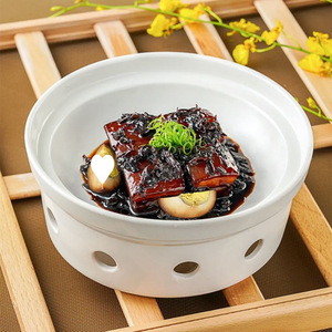 Assiette en céramique de luxe personnalisée 2026 avec trous pour maintenir les plats chauds à la table pour l'hôtellerie-restauration - Product Image 4