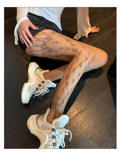 Collants résille pour femmes déchiré trou conception maille collants Sexy Lingerie mode bonneterie pour fête et tenue de club - Product Image 6
