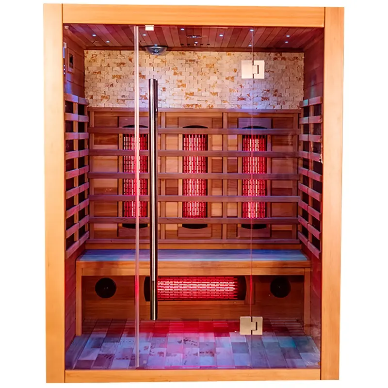 Kapalı kızılötesi Sauna 3 - 4 kişi ahşap düşük Emf ev uzak kızılötesi Sauna odası
