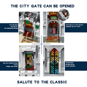 Xmork 33010 8603 pezzi di grandi dimensioni castello europeo retrò blocchi di costruzione impostato modello di fortezza medievale ad alta difficoltà con intricato - Product Image 5