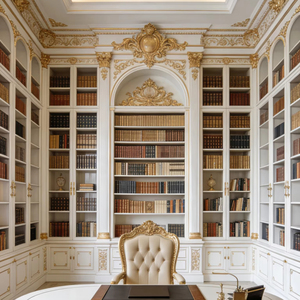 French Palace-Style Corner Wall <strong>Bookcase</strong> <strong>Solid</strong> <strong>Wood</strong> Carved Extra Large Open Storage Background Cabinet Villa Study Furniture - Product Image 1