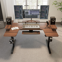 Bureau d'ordinateur ergonomique en forme de U AJUNION, bureau de jeu, bureau assis-debout à double moteur avec éclairage LED RVB