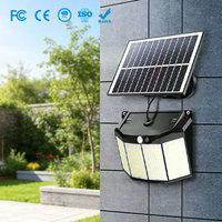 Applique murale solaire à 576 LED, haute luminosité, capteur de lumière, étanche IP65, lumière du jour 6000K, IRC 90, pour jardin, patio, allée