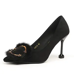 New fashionable fine heel suede fabric with pointed toe and Kitten Heel ladies heels