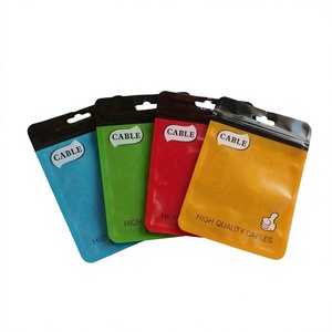 Pochette refermable à fermeture éclair sur 3 côtés, imprimée sur mesure, finition mate, sac autoportant avec fenêtre transparente, emballage pour câble USB, OEM ODM - Product Image 1