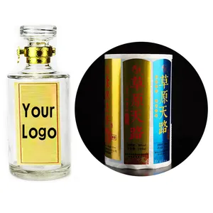 Sicaite özel desen altın folyo logosu toptan şarap ve içecek şişesi marka ürün ambalaj etiket etiket