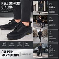 Chaussures de sport à lacets élastiques style slip-on avec maille respirante et semelle intermédiaire profilée, chaussures décontractées noires pour hommes