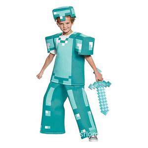 Disfraz de Cosplay de Steve Alex con Armadura de Diamante, Temática del Juego <span class=keywords><strong>My</strong></span> World, Verde y Morado, Superventas - Product Image 4