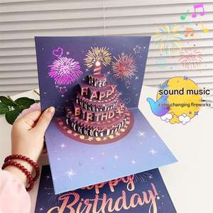 Carte d'<span class=keywords><strong>anniversaire</strong></span> 3D pop-up avec lumières LED et musique, feux d'artifice gonflables, vente chaude - Product Image 3