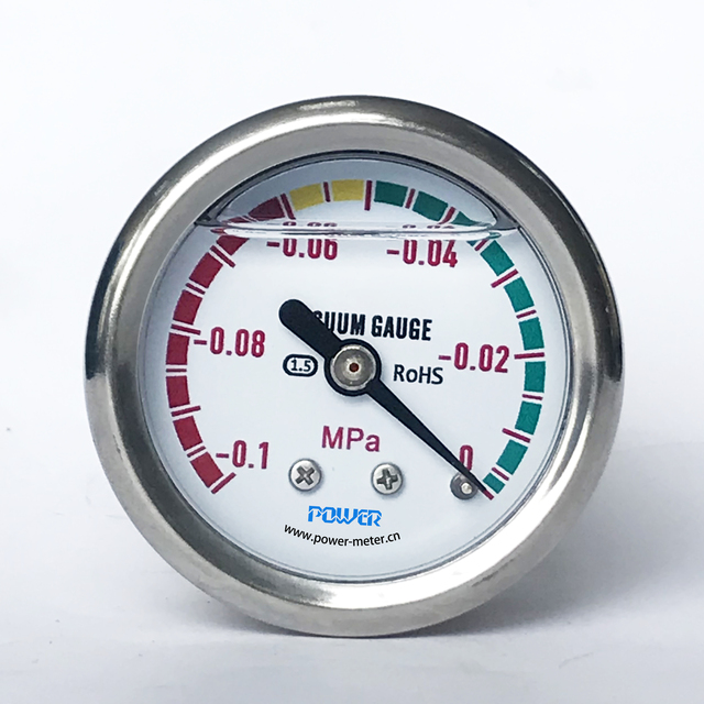40mm SUS304 Vacuum Gauge Range -0.1Mpa Back Connection 1/8 NPT