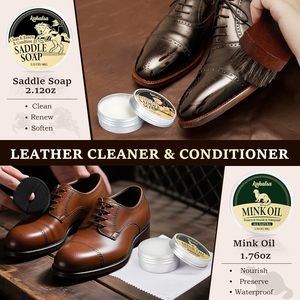 Kit d'entretien complet pour chaussures en cuir pour hommes - Ensemble de 15 pièces avec savon à cuir, huile de vison, 3 polissons et 3 brosses - Product Image 4