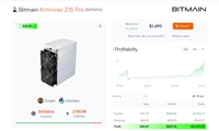 Mineur Zcash Bitmain Antminer Z15 Pro 840K Algo Equihash Minage Crypto ZEC ZEN Ant Miner Z15 Pro Mineur Blockchain