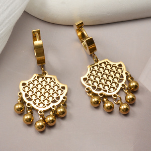 Boucles d'oreilles pendantes en acier inoxydable plaqué or 18 carats, motif écailles de poisson, créoles tendance de luxe pour femmes, vente en gros - Product Image 5