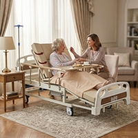 Lit de soins multifonctionnel manuel Songzi avec dossier inclinable gauche-droite, levage des jambes, trou pour toilettes et table à manger