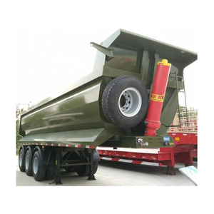 Semi-<span class=keywords><strong>remorque</strong></span> à benne hydraulique à 6 essieux de 60 mètres cubes, <span class=keywords><strong>remorque</strong></span> à benne arrière en forme de U, fabriquée en acier - Product Image 1