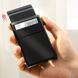 RFID Aluminium Métal Anti-Vol Style D'affaires Portefeuille Mince Minimaliste Banque Carte <span class=keywords><strong>De</strong></span> Crédit Cas avec Poussoir Latéral Pop-Up Caractéristique - Product Image 1