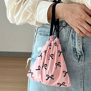 Custom Logo Personalized Cute Pattern Soft Fabric Calico Canvas <b>Drawstring</b> Bag Cotton Jewelry Gift <b>Pouch</b> With Double String - Product Image 4