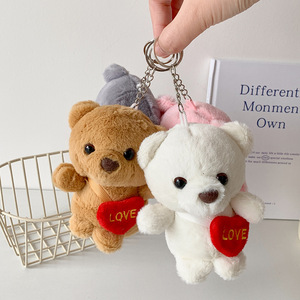 Factory Ready Goods Small MOQ Custom Cartoon Heart Bear Plush Teddy Bear Keychain Soft Stuffed Animal Toys for Promotional Gifts
