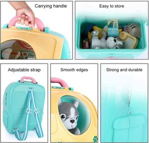 Newest Plush <b>Pets</b> Toys <b>Pet</b> Pretend Play Educational Preschool 2 in 1 Backpack Cat Care Toy Plastic Animal Set for Kids - Product Image 4