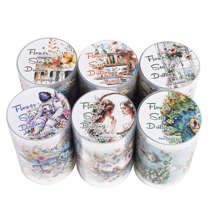 1 rouleau PET Tape Flower Sea Wandering Series Flower Theme Handbook Matériau de base - Product Image 5