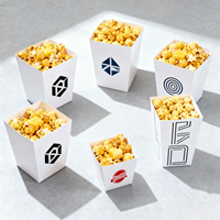 Gobelets à popcorn pliables écologiques, imperméables, de qualité alimentaire, biodégradables, avec logo personnalisé imprimé, à paroi simple, en papier kraft