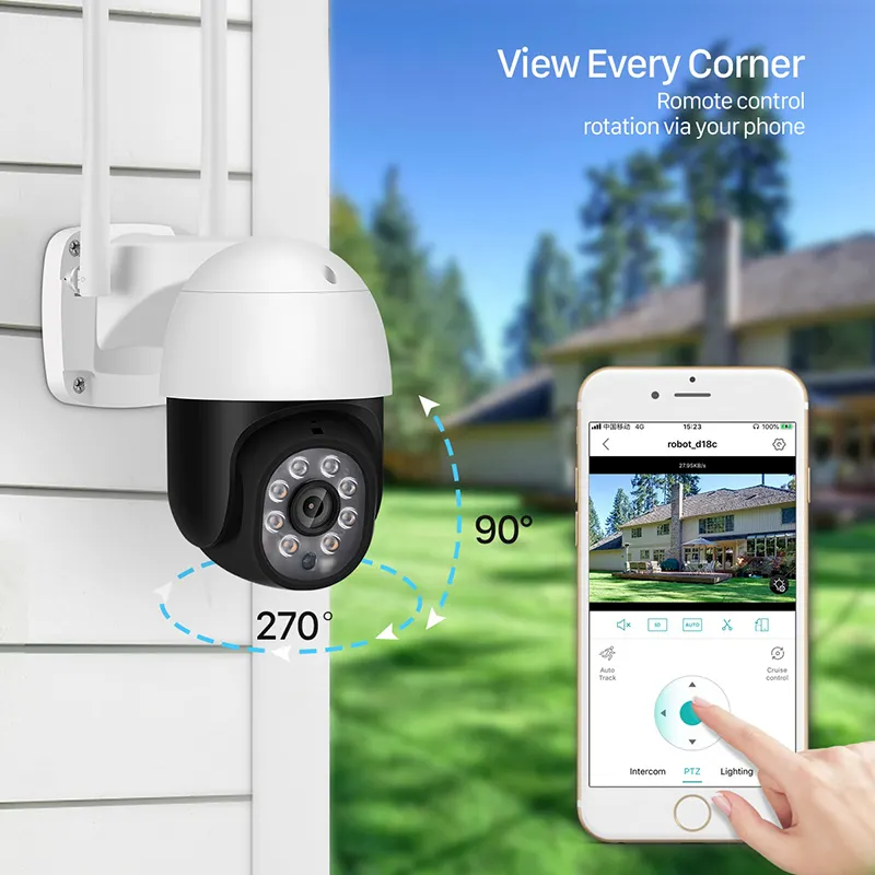 5MP XM Outdoor Long Range Wifi CCTV Camera Security Surveillance Dome PTZ 4X Zoom Wireless IP 360 Cam Colorful In Night ICSee