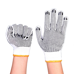Guantes de punto de algodón blanco de seguridad para jardinería, protección laboral barata, guantes de punto de lana - Product Image 2
