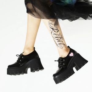 Sweet Heart-shaped High Platform Square Heel Round Toe Women Spring Dress Shoes Comfort Lace up Outdoor Fashion Shoes - Product Image 2