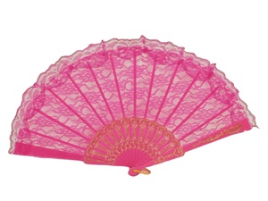 23cm Plain Color <b>Plastic</b> Hand Fan with Gold Trim & Lace <b>Edge</b> Floral Love Style Wedding Souvenir for Home Decoration - Product Image 4