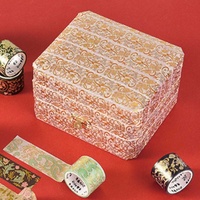 Ruban adhésif washi floral doré style ancien Hongbo, autocollant imperméable pour décoration créative DIY